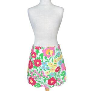 Lilly Pulitzer Pink, Green & Yellow Floral Mini Skirt